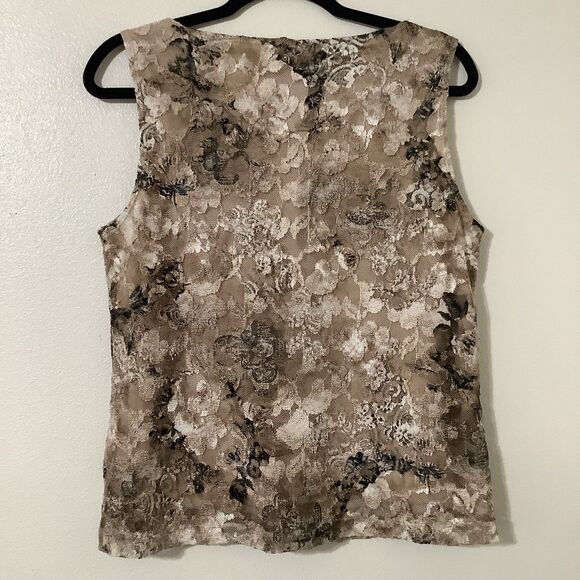 Y2K Chico's Tan Fairy Grunge Floral Lace Fairycore Forest Fairy Sleeveless Top L - Picture 5 of 7